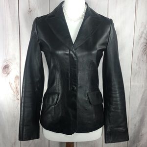 Guess Leather Jacket Black XS Womens Fully Lined